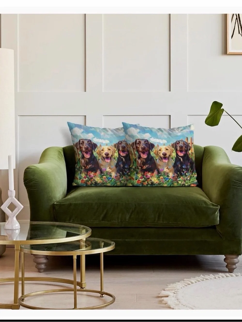 Spring Labrador Retriever Pillow Covers Set of 2 Colorful NWOT